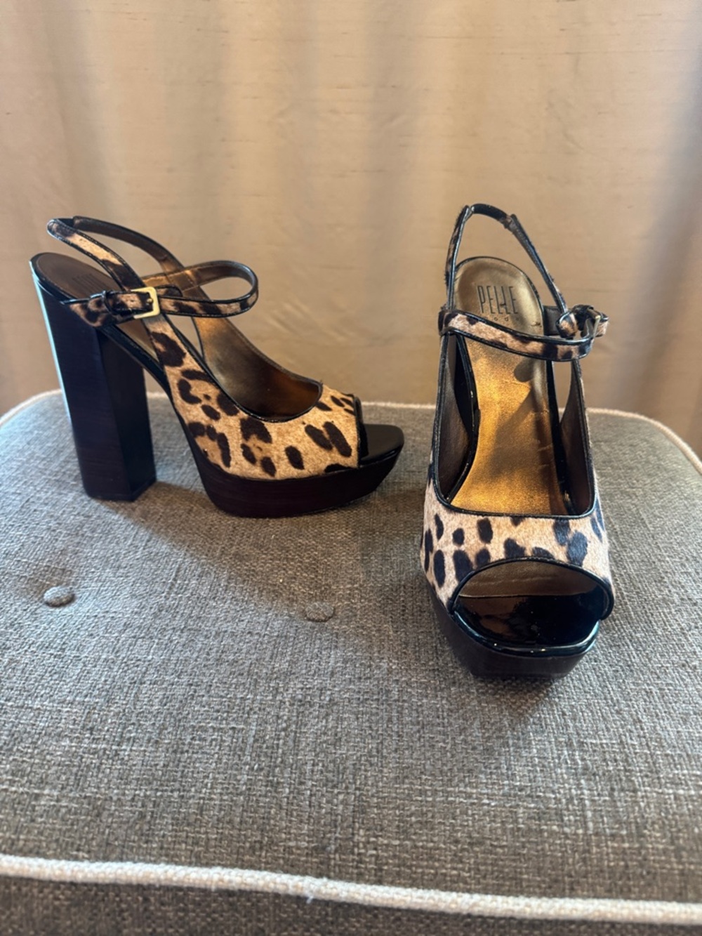 Pelle Moda Leopard-Print Platform Slingbacks